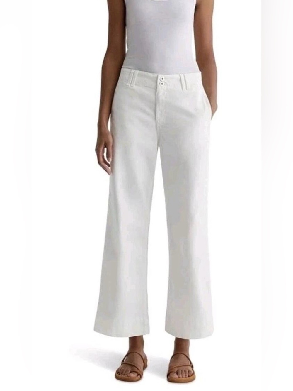 AG Adriano Golschmied Natasha Mid-Rise Crop Jeans in Powder Size 29